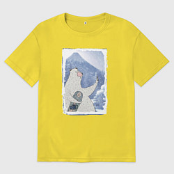 Мужская футболка оверсайз Зимние медвежьи селфи