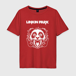 Футболка оверсайз мужская Linkin Park rock panda, цвет: красный