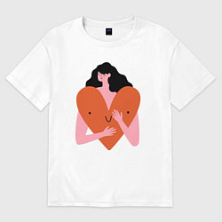 Футболка оверсайз мужская Heart girl, цвет: белый