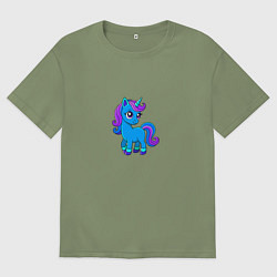 Футболка оверсайз мужская Единорог детская картинка, цвет: авокадо