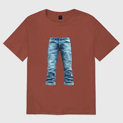 Футболка оверсайз мужская Джинсы штаны jeans, цвет: кирпичный