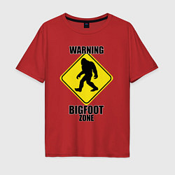 Футболка оверсайз мужская Предупреждающий знак Bigfoot zone, цвет: красный