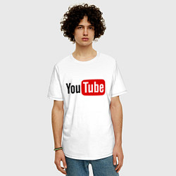 Футболка оверсайз мужская You tube logo, цвет: белый — фото 2
