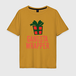 Футболка оверсайз мужская Gangsta wrapper, цвет: горчичный