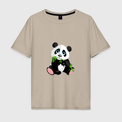 Футболка оверсайз мужская Красивый медведь панда, цвет: миндальный