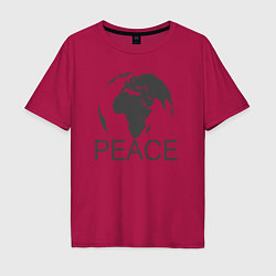 Футболка оверсайз мужская Peace the world, цвет: маджента