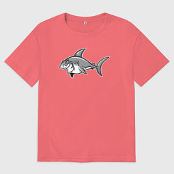 Футболка оверсайз мужская Хитрая акула, цвет: коралловый