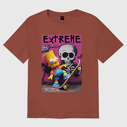 Футболка оверсайз мужская Bart Simpson and skateboard - extreme, цвет: кирпичный
