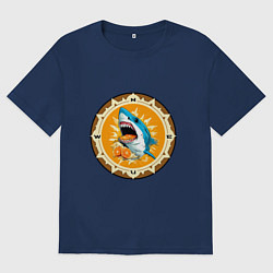 Мужская футболка оверсайз Апельсиновый сюрприз от голубой акулы