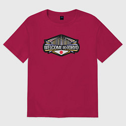Футболка оверсайз мужская Добро пожаловать в Токио, цвет: маджента