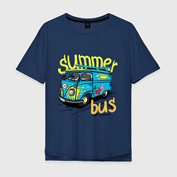 Футболка оверсайз мужская Summer bus, цвет: тёмно-синий