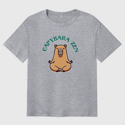 Футболка оверсайз мужская Забавная капибара дзен медитирует в позе лотоса, цвет: меланж