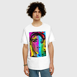 Футболка оверсайз мужская Портрет девушки - нейросеть, цвет: белый — фото 2