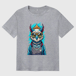 Футболка оверсайз мужская Современная сова, цвет: меланж