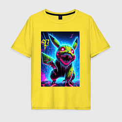 Футболка оверсайз мужская Pikachu - nightmare ai art fantasy, цвет: желтый