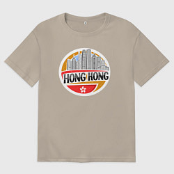 Футболка оверсайз мужская Мегаполис Гонконг, цвет: миндальный