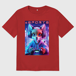 Мужская футболка оверсайз Funny fox - e sports ai art
