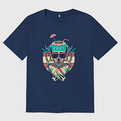 Футболка оверсайз мужская Skull and surf, цвет: тёмно-синий