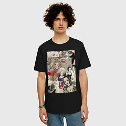 Футболка оверсайз мужская Нана Осаки коллаж, цвет: черный — фото 2