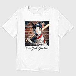 Мужская футболка оверсайз Bull terrier - New York yankees baseball team