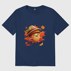 Мужская футболка оверсайз Веселый желудь на прогулке в листопад