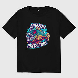 Футболка оверсайз мужская Пиранья хищники амазонки, цвет: черный