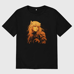 Мужская футболка оверсайз Боевая анимэ тян