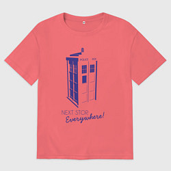 Футболка оверсайз мужская Следующая остановка везде, цвет: коралловый