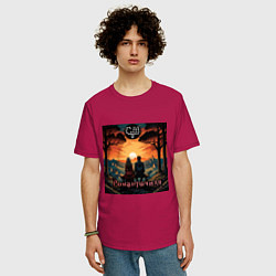 Футболка оверсайз мужская Романтичная - Скелеты в шкафу, цвет: маджента — фото 2