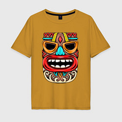 Футболка оверсайз мужская Tiki mask, цвет: горчичный