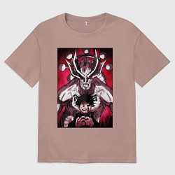 Футболка оверсайз мужская Магическая битва Мэгуми Фусигуро призыв, цвет: пыльно-розовый