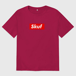 Футболка оверсайз мужская Скуф на английском, цвет: маджента