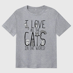 Мужская футболка оверсайз Я люблю - всех котов в мире