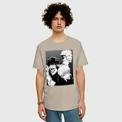 Футболка оверсайз мужская Магическая битва Тодзи Фусигуро Сукуна Рёмэн, цвет: миндальный — фото 2