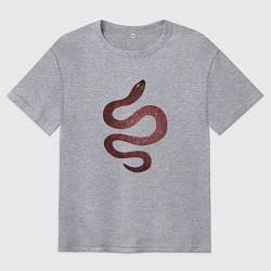 Футболка оверсайз мужская Змея красная, цвет: меланж