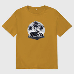 Мужская футболка оверсайз Мотоцикл на фоне пальм