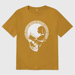 Мужская футболка оверсайз Череп оп-арт колдунья с книгой