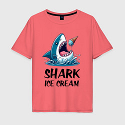 Мужская футболка оверсайз Shark ice cream - ai art