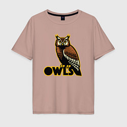 Футболка оверсайз мужская Owls, цвет: пыльно-розовый