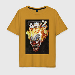 Футболка оверсайз мужская Twisted metal 2 - clown head, цвет: горчичный