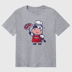 Мужская футболка оверсайз Коровка повар