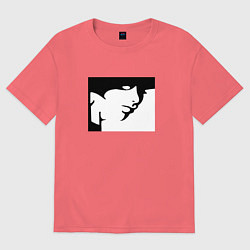 Футболка оверсайз мужская Застенчивая незнакомка, цвет: коралловый