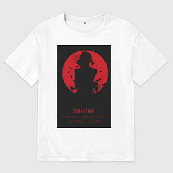 Футболка оверсайз мужская Тёмный дворецкий Себастьян Михаэлис боец, цвет: белый