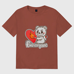 Мужская футболка оверсайз Медведь хулиган с сердцем и спичкой