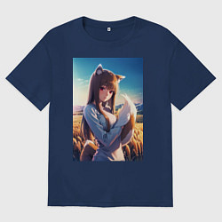 Мужская футболка оверсайз Волчица и пряности Холо в поле