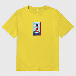 Мужская футболка оверсайз Маяк среди волн