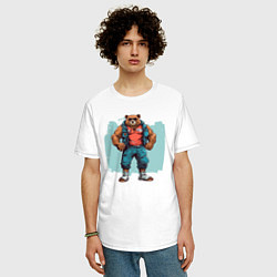 Футболка оверсайз мужская Медведь на стиле, цвет: белый — фото 2