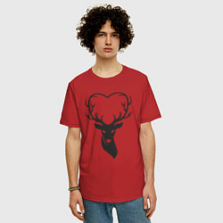 Футболка оверсайз мужская Love deer, цвет: красный — фото 2