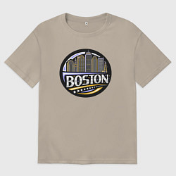 Футболка оверсайз мужская Boston - USA, цвет: миндальный