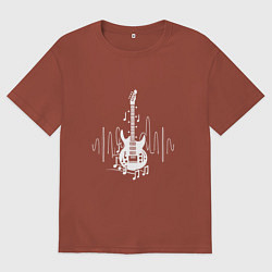 Футболка оверсайз мужская Электо-гитара, цвет: кирпичный